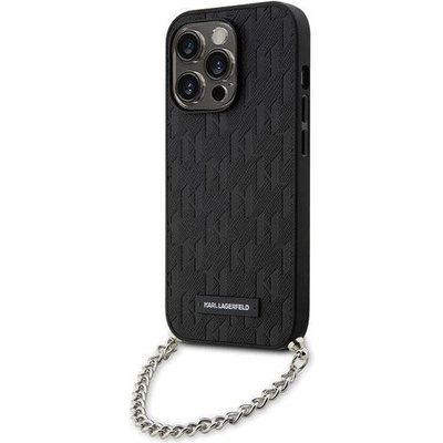 KARL LAGERFELD Кейс Karl Lagerfeld KLHCP14LSACKLHPK за iPhone 14 Pro 6.1", черен / черен, твърд, Saffiano Monogram Chain (KF001640-0)