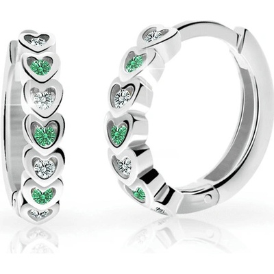 Danfil Dětské náušnice kroužky C3340 ze stříbra, s kamínky Emerald Green