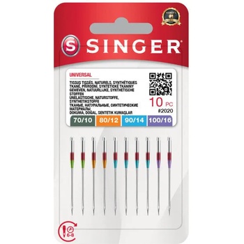 Singer 2020 - 70/10, 80/12, 90/14, 100/16 - 10x Игла за шевна машина (N2020S9111416M1003)