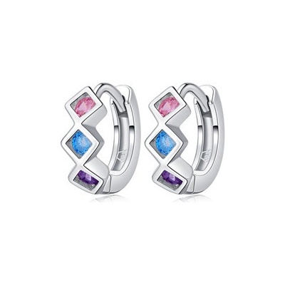 Nubis stříbrné náušnice kroužky se zirkony NB-3049