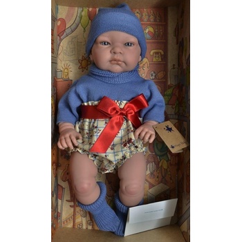 Lamagik Realistické miminko holčička Jenny v modrém svetříku