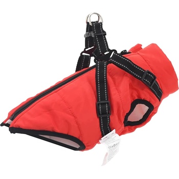 vidaXL Кучешко палто с колан Червено L Флийс и полиестер (3422504)