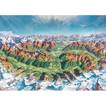 Heye - Puzzle Map Art: Alpine Mountain World - 2 000 piese