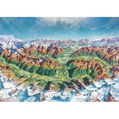 Heye - Puzzle Map Art: Alpine Mountain World - 2 000 piese