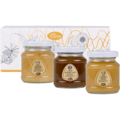 Pleva Dárková krabička s medy akátový, lipový a lesní med 3 x 170 g
