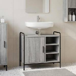 vidaXL Шкаф за баня Сив Сонома 65, 5 x 34 x 61 см Инженерна дървесина (8014073)