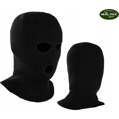 balaclava pletená se 3 otvory černá