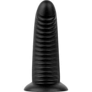 BUTTR Double Ribbed - гигантски оребрен анален плъг (черен) - 26 см - desirel
