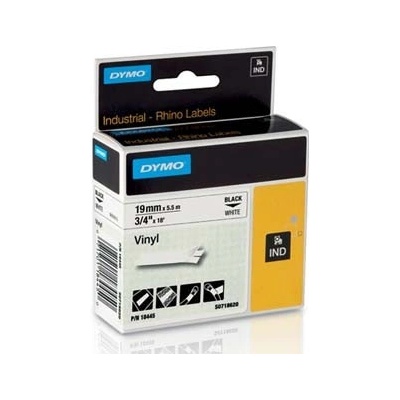 Dymo Rhino 18445, S0718620, 19mm x 5,5m čierna tlač / biely podklad, originálna páska