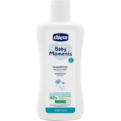 CHICCO Šampon na vlasy Baby Moments No tears 92 % přírodních složek 200 ml