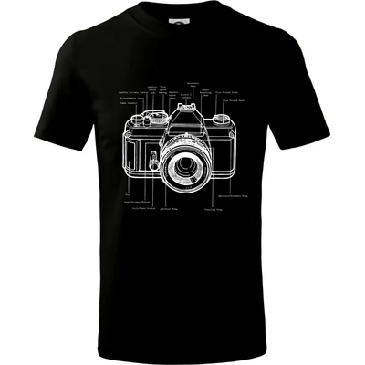 Nákres starý fotoaparát tričko detské Čierna