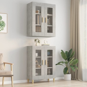 vidaXL Окачен стенен шкаф, бетонно сиво, 69, 5x34x90 см (812280)