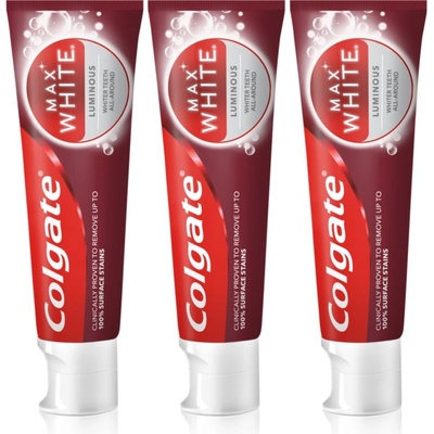 Colgate Max White Luminous паста за зъби за искрящи бели зъби 3 x 75ml