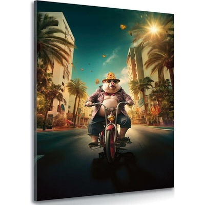 Obraz prase na mopedu v ulicích Las Vegas - 80x120