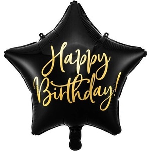 Party Deco Фолиев Балон "Happy Birthday", Черен (FB93-010)