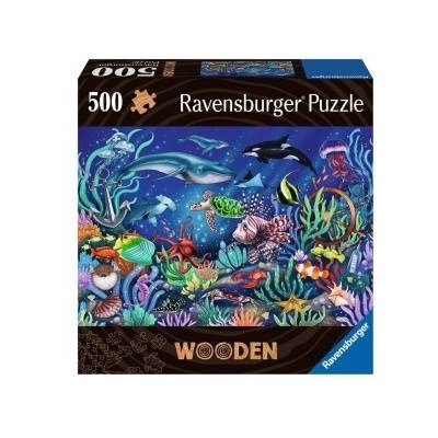Ravensburger Пъзел Ravensburger Wooden - Подводен свят, 500 части