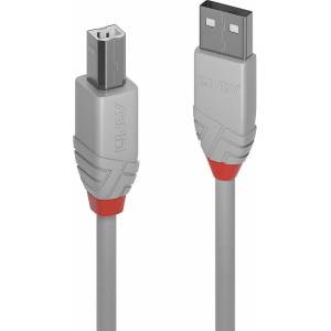 Lindy Кабел Lindy, от USB-A(m) към USB-B(m), 1m, сив (36682)