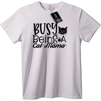 NOONEBRAND Тениска Заета като Котешка Майка - L, White