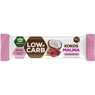 Topnatur LOW CARB Tyčinka kokos malina 40 g