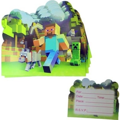 Pozvánka na narodeniny 10ks Minecraft - Cakesicq