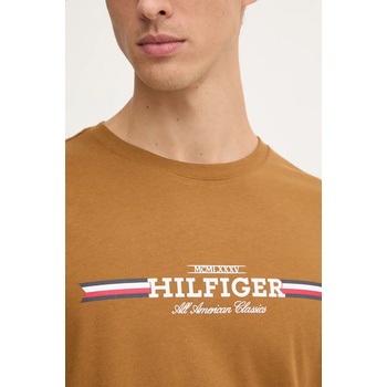 Tommy Hilfiger Тениска Tommy Hilfiger в кафяво с принт MW0MW36480 (MW0MW36480)