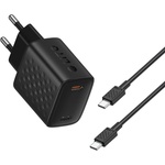 LITO Зарядно - Lito - (LC17T) - с включен кабел Type-C, изход Type-C, PD30W, GaN, PC Fireproof, EU щепсел - Черен