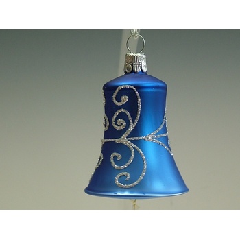 Slezská tvorba Skleněný zvonek modrý mat spirály