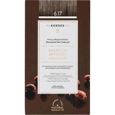 Korres Argan Oil permanentní barva na vlasy s arganovým olejem 6.17 Dark Blond Beige 50 ml