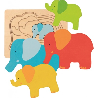 Goki viacvrstvové puzzle Slon 5 dielikov