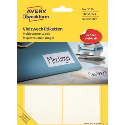 Avery Zweckform 80x54 mm, 112 etiket, bílé 3330