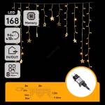 Aigostar - LED външна гирлянда 168 LED, 3 x 1, 5 m, IP44, топла бяла, звезди (AI2138)