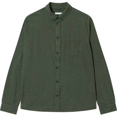 KnowledgeCotton Apparel Мъжка риза с копчета KnowledgeCotton Apparel Regular Fit Melangé Flannel Shirt - Forrest Night - размер XXL (033-2931-0315)