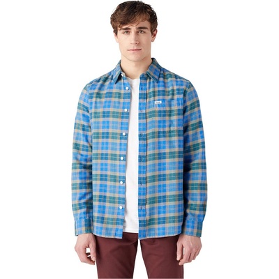 Wrangler Риза с дълъг ръкав Wrangler 1 Pocket Regular Fit Long Sleeve Shirt - Blue