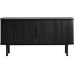 Unique Furniture Черен нисък скрин в дъбов декор с плъзгащи се врати 76x160 cm Cavo - Unique Furniture (48944641)