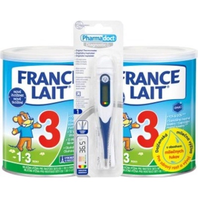 France Lait 3 млечна храна за подпомагане на растежа за малки деца от 1 година 2x400g + термометър