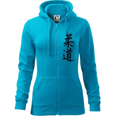 Judo nápis japan dámská mikina trendy zipper s kapucí Světlý tyrkys – Hledejceny.cz