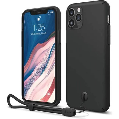 elago Slim Fit Strap Case - качествен поликарбонатов кейс с каишка за китката за iPhone 11 Pro (черен)