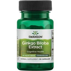 Swanson Ginkgo Biloba Extract, 60 mg, 30 капсули, Swanson (SW1242)