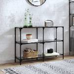 vidaXL Конзолна маса с черен стъклен плот 118, 5x30x81 см стомана (846031)