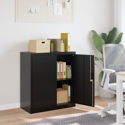 vidaXL Шкаф за папки черен 79x40x90 см стомана (339734)