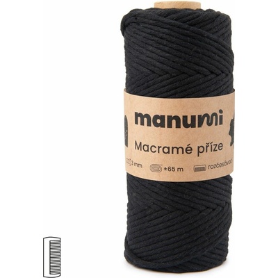 Manumi Macramé priadza stáčaná 3mm čierna - 1 ks