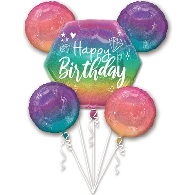 Amscan Balónkový buket třpytivýHappy Birthday BAREVNÝ