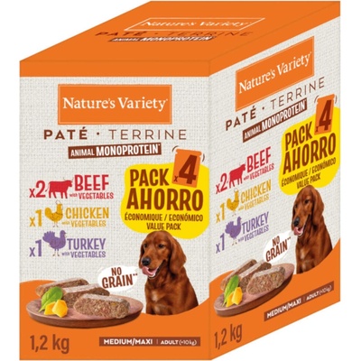 Natures Variety Original Paté No Grain Medium Maxi Adult mix hovězí kuřecí krocaní 8 x 300 g