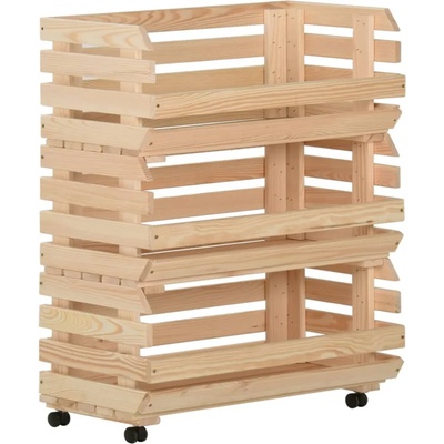 vidaXL Количка за зеленчуци, 77x30x80 см, борово дърво масив (327327)