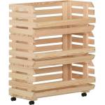vidaXL Количка за зеленчуци, 77x30x80 см, борово дърво масив (327327)
