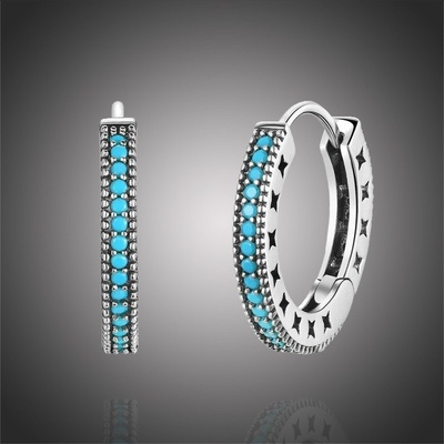 Grace Silver Jewellery stříbrné náušnice se zirkony Verónica E-SCE493/20 Tyrkysová