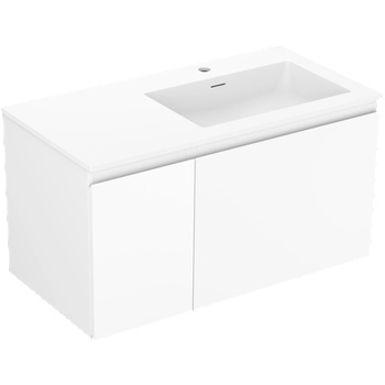 Mexen Orio баня шкаф 90 см с мивка Otis дясна, 1S, 1D, бял мат - 91A13-09047-3-BBFF01-W18P01 (91A13-09047-3-BBFF01-W18P01)