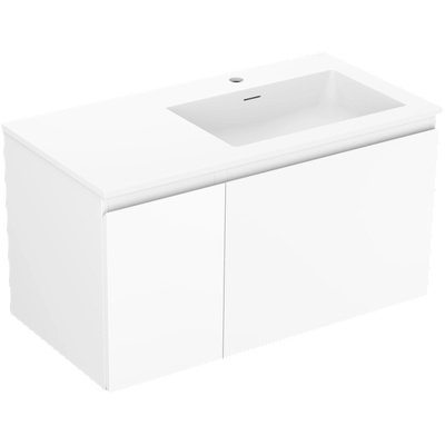 Mexen Orio баня шкаф 90 см с мивка Otis дясна, 1S, 1D, бял мат - 91A13-09047-3-BBFF01-W18P01 (91A13-09047-3-BBFF01-W18P01)