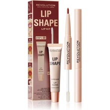 Makeup Revolution Lip Shape Kit Warm Nude kontúrovacia ceruzka na pery 2 v 1 0,2g+1,5 ml + Warm Nude žiarivý lesk na pery 9 ml