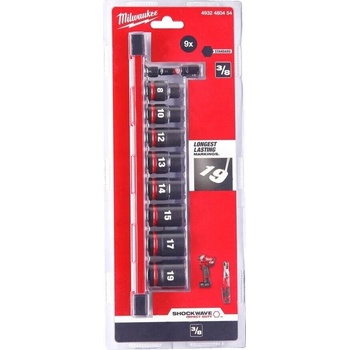 MILWAUKEE Sada nástrčných kľúčov SHOCKWAVE 3/8" krátke 9 ks